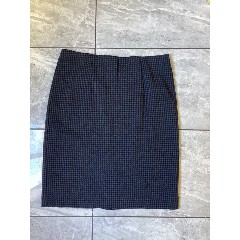 J.Jill Ponte Pencil Skirt Small Dark Charcoal Black Houndstooth Stretch 082781